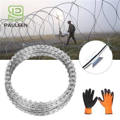 Gwifren bigog rasel concertina fesul gwifren bigog razor coil